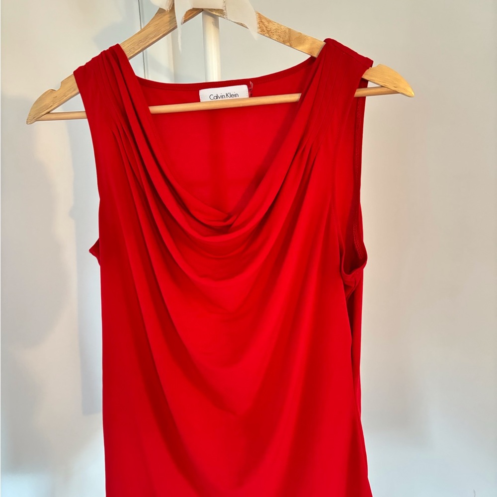 Calvin Klein Vibrant Red Drape Tank Top